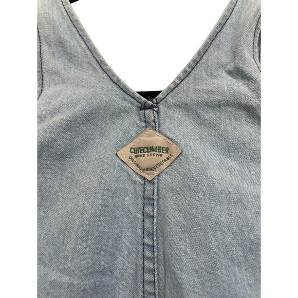 Vintage Cutecumber Bib Overalls Pale Pink Check Pleat Light Wash Toddler USA 2T - Picture 8 of 9